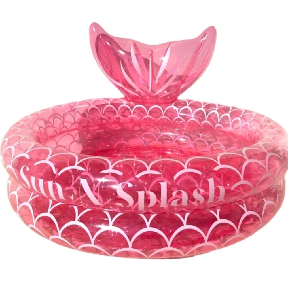 New Sun N Splash Inflatable Pink 35” Pool Sand Pit Ball Pit Play MatMermaid Tail